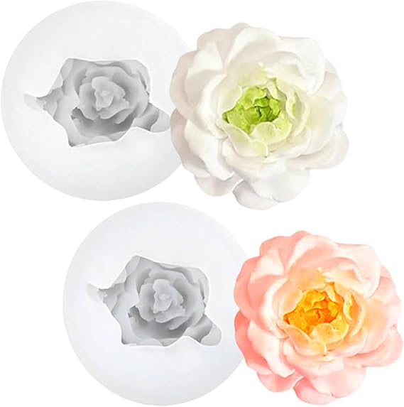 2 Pcs Jasmine Flower Mold 3D Fondant Cake Flower Resin Soap Ice Cube Mold Cupcake Topper Decoration for Baking Resin Concrete Casting Polymer Clay Craft