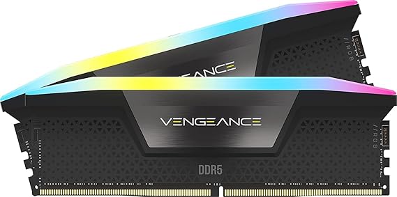 CORSAIR VENGEANCE RGB DDR5 RAM 32GB (2x16GB) 6400MHz CL36 Intel XMP icUE Compatible Computer Memory - Black (CMH32GX5M2B6400C36)