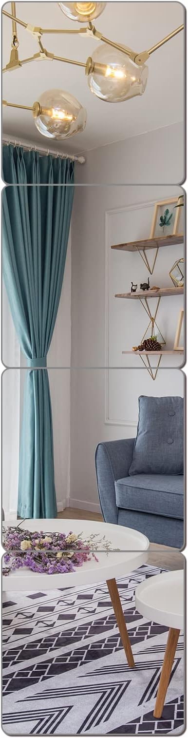 JEOYOO Wall Mirror Full Length, on Door Mirrors, Cheap Mirror Acrylic, shatterproof Gym Mirrors for Home Gym, 8"X8"-4 Pcs, Workout Non Glass Mirrors for Bedroom, Over Door Mirror Kids