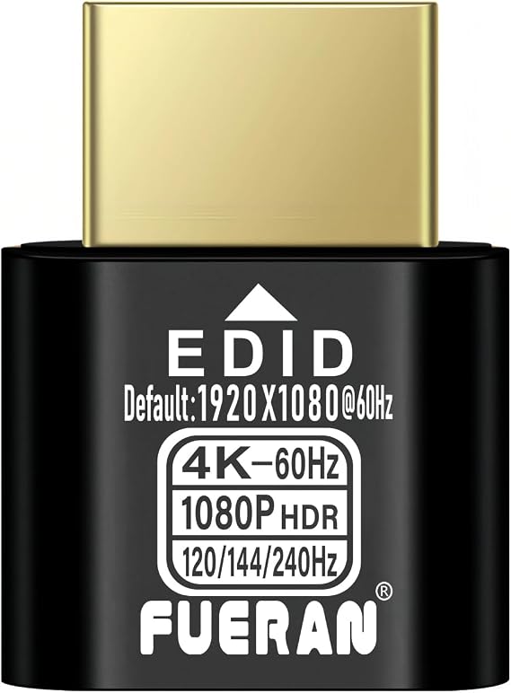 HDMI Dummy Plug 4K HDR,edid Emulator Virtual Display Adapter,hdmi Headless Adapter 4K@60Hz1440P@120/144Hz1080P@120/144/240Hz (NEW-4K-HDR(default1920X1080@60Hz) 1P-2)