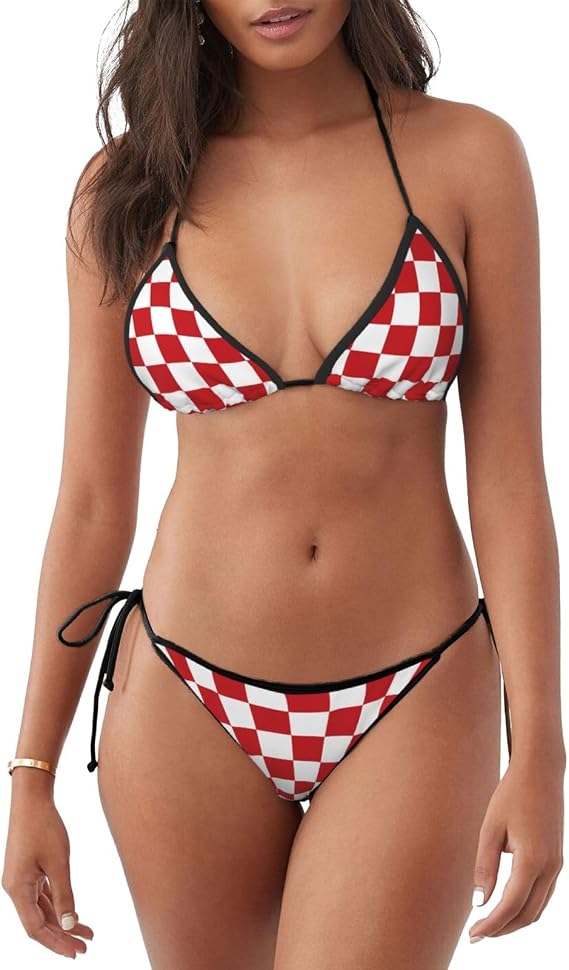 Daisy Floral Women Bikini Sets Two Piece Halter String Triangle Padded Top Thong Swimsuit Swimwear Bathing Suit