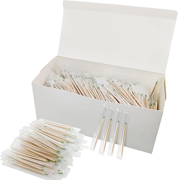 1000 Pcs Wooden Mint Flavored Toothpicks Individually Wrapped,2.5 Inch Cocktail Toothpick,High-class Appetizer Stick Picks,Travel Toothpicks,Small Skewers for Appetizers Fruit Olive Charcuterie Party