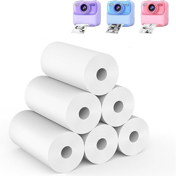 6 Rolls Instant Camera Refill Print Paper for Kids,White-6