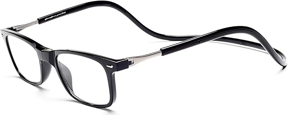 Magnetic Reading Glasses Adjustable Front Connect Reader For Men and Women Hang Neck(Black05 225)