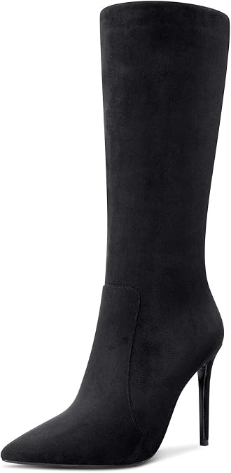 Castamere Womens Knee High Boots High Heels Elegant Pointy Toe Stilettos Boot with Zipper 10CM Heel