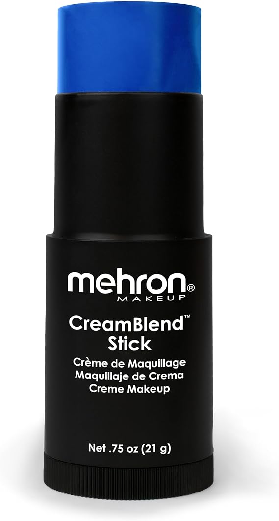 Mehron Makeup CreamBlend Stick - Cream Face & Body Paint (Blue, 1 Count (Pack of 1))