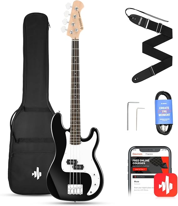 Donner Electric Bass 4 Strings Full-Size Guitar Kit PB-Style (Black)