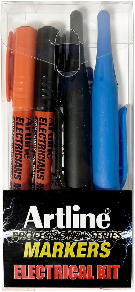 Artline Electricians Marking Kit | Professional Series | Electricians Markers to minimize risk of shock and Long Nib Markers for hard to reach places