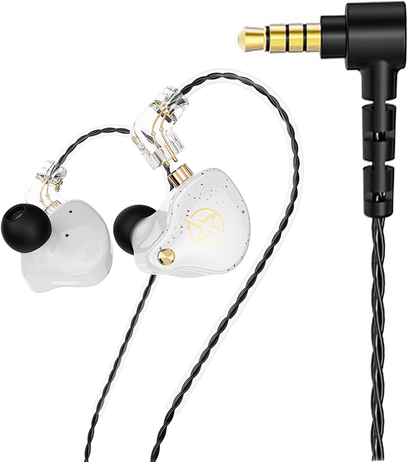 FEDAI DX2 in Ear Monitor EarphonesSuperior Sound Wired Earbuds with Dynamic Dual DriverProfessional Sound Isolating Earphones for Singers/Drummers/Musicians with C pin Connector(WhiteNo Mic)