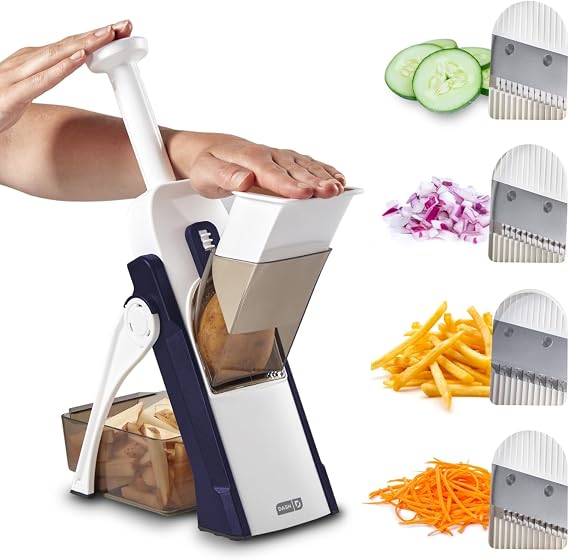 DASH Safe Slice Mandoline for Vegetables, Meal Prep & More with 30+ Presets & Thickness Adjuster, Midnight Navy