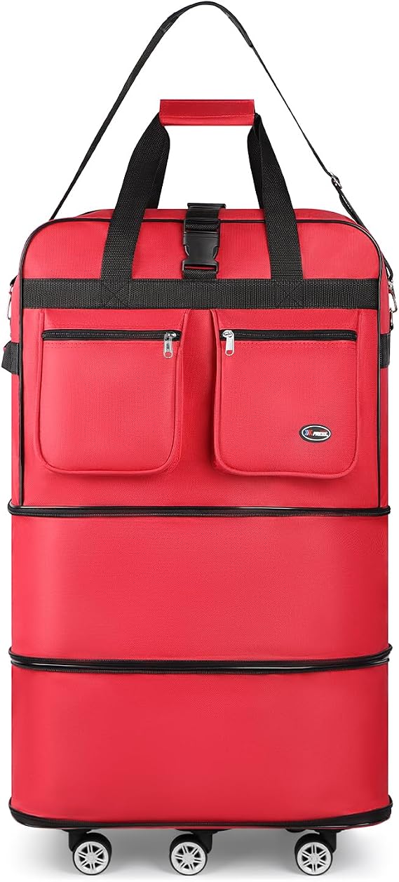 30''36''40''Rolling Duffle Bag with Wheels,Expandable Duffle Bag for Travel for Men Women,Foldable#40''Red