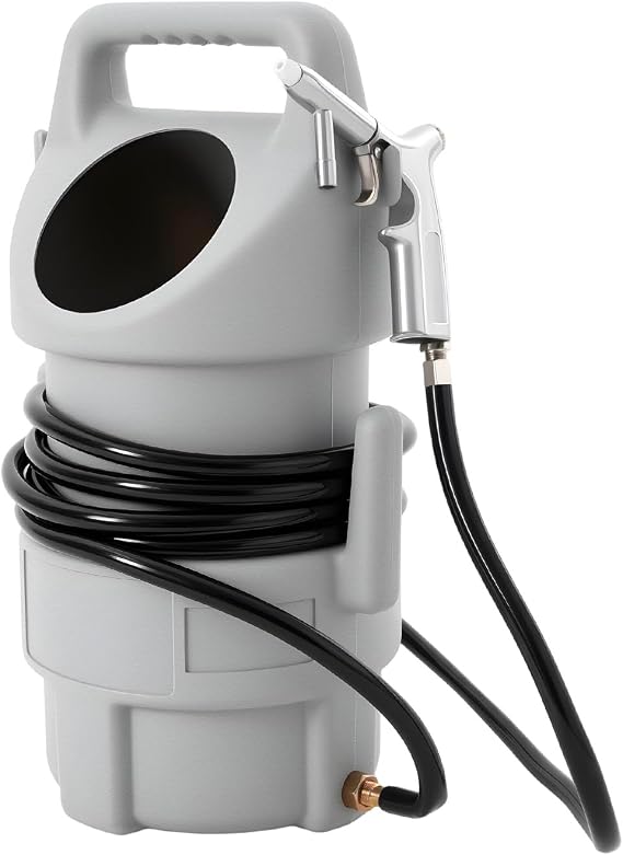 Portable Sandblasting Equipment Kit 50 lbs Large Capacity Sandblaster Bucket with Spray Gun, 14.76 ft Sand Conveying Pipe, for Small and Medium Size Sandblasting Operations