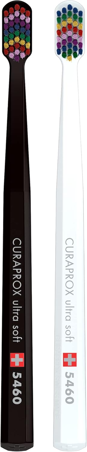 Curaprox CS 5460 Handheld Toothbrush Ultra Soft, Special Edition: Happy Lil Teeth, 2 Pieces, Soft Toothbrush