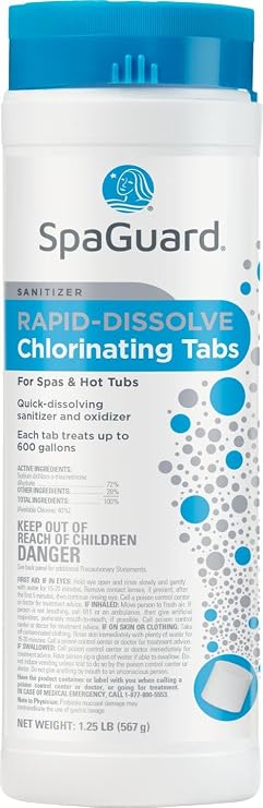Rapid-Dissolve Chlorinating Tabs for Spas & Hot Tubs, 1.25 lb | Quick-Dissolving Sanitizer & Oxidizer, Restores Water Clarity