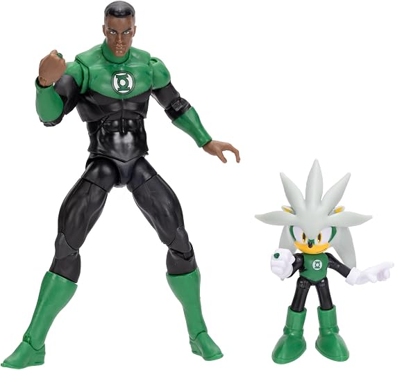 Sonic The Hedgehog DC x Sonic Silver as Green Lantern and Action Figure Multipack Jakks Pacific Includes a 6 cm Silver Figure as Green Lantern and a 13 cm Tall