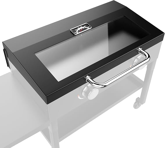 Upgraded Clear View Griddle Lid for Blackstone 28 Inch 1605 1839 1517 1853 1885 1856 Gas Griddle, Glass Hinged Griddle Lid Replacement Parts for 28" Blackstone 5003N Cover Accessories with Handle