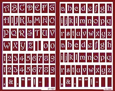 Over 'n' Over Reusable Self-Stick Etching Stencil for Glass or Stamping | Bundle of 2 Items | Lowercase Alphabet and Capital Letters with Numerals