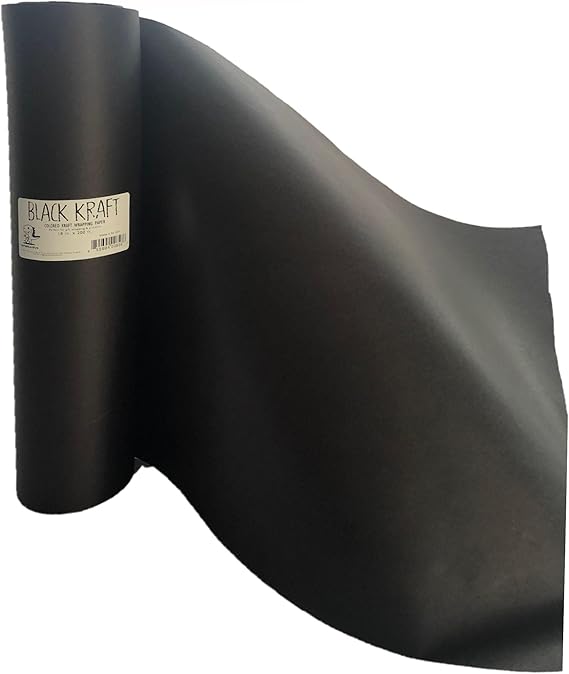 Black Kraft Paper Roll - 100% Recyclable Black Construction and Craft Paper Roll - 24 Inch x 200 Feet