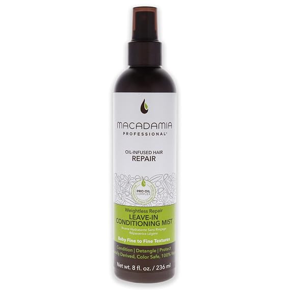 Macadamia Professional Repair Leave-In Conditioning Mist Hair Repair Spray for Damaged Hairs, Hair Care Sulfate & Paraben Free Natural Organic Pecan, 8 fl oz