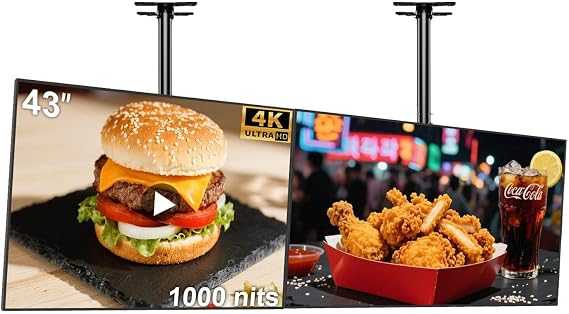 43inch Digital Signage Display, 4K UHD 1000nits High Brightness Advertising Display, Slim Fit Frameless Digital Kiosk, CMS/Plug & Play Auto Play, 7/24 Timer Switch, Smart Split Screen, Android OS