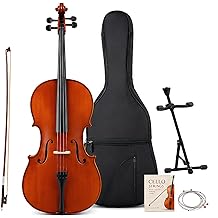 4/4 Full Size Electric Cello, Metallic Black Silent Cello with Ebony Fittings, Solid Maple Body, Bow, Rosin, Padded Case, AUX Cable & Headphones for Practice, Studio & Performance