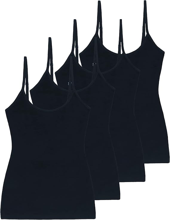 Comfneat Women's 4-Pack Slim-Fit Camisole Adjustable Spaghetti Strap Tops
