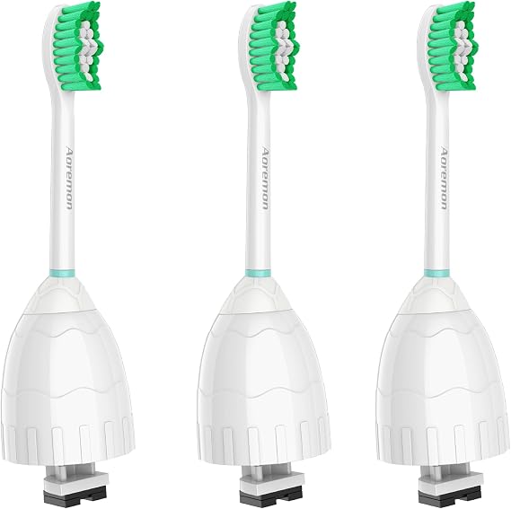 Aoremon Toothbrush Replacement Heads fit for Philips Sonicare E-Series | Toothbrush Heads fit for Essence Xtreme Elite Advance CleanCare Screw-on Electric Toothbrush Handle, 3 Count, Green