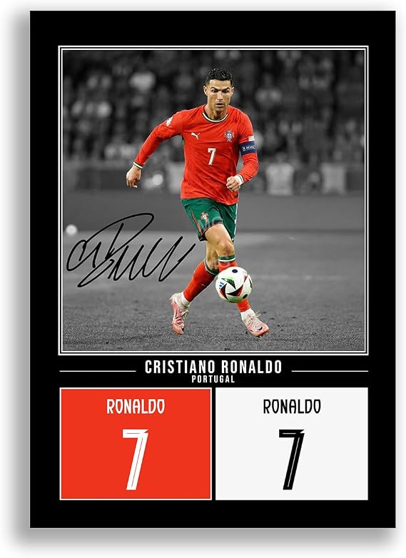 Cristiano Ronaldo Portugal Signed Photo Poster Print Picture Display Framed Autograph Memorabilia Gift Al Nassr (Black A4 Poster Only)