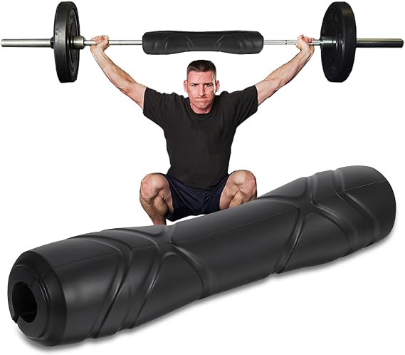 Rubber Barbell Pad, Squat Pad, Hip Thrust Pads, Neck Shoulder Protective Pads For Lunges, Squats And Hip Thrust Fit Standard Bar (Black)