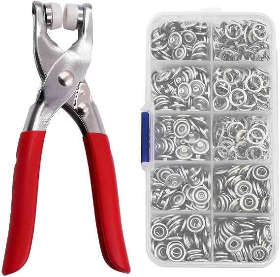 100 Pcs Snap Button Fastener Kit,LIUHUIZEYU 9.5mm Silver Sewing-Free Button Five Claw Buckle Tool for DIY Sewing Crafts Children's Clothing