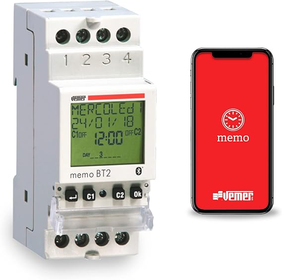 Vemer VE767700 Memo BT2 Digital Switch with Time/Astronomy Programming and Bluetooth for Smartphone and Tablet Interface