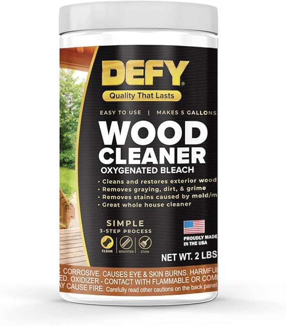 DEFY 2 LB Wood Deck Cleaner Powdered Concentrate - For Decks, Fences, Siding, More - Covers Up to 1,000 Sq. Ft.