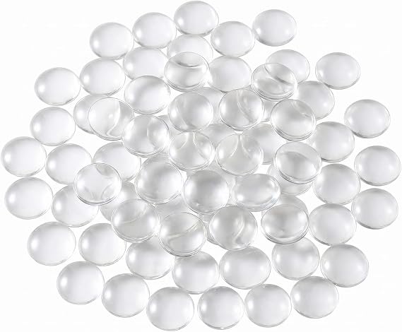 60 Pieces Transparent Glass Dome Imitation Gemstone Clear Round Dome Tiles Christmas Decor, Non-calibrated Round 1 inch/25mm for Photo Pendant Craft Jewelry Making