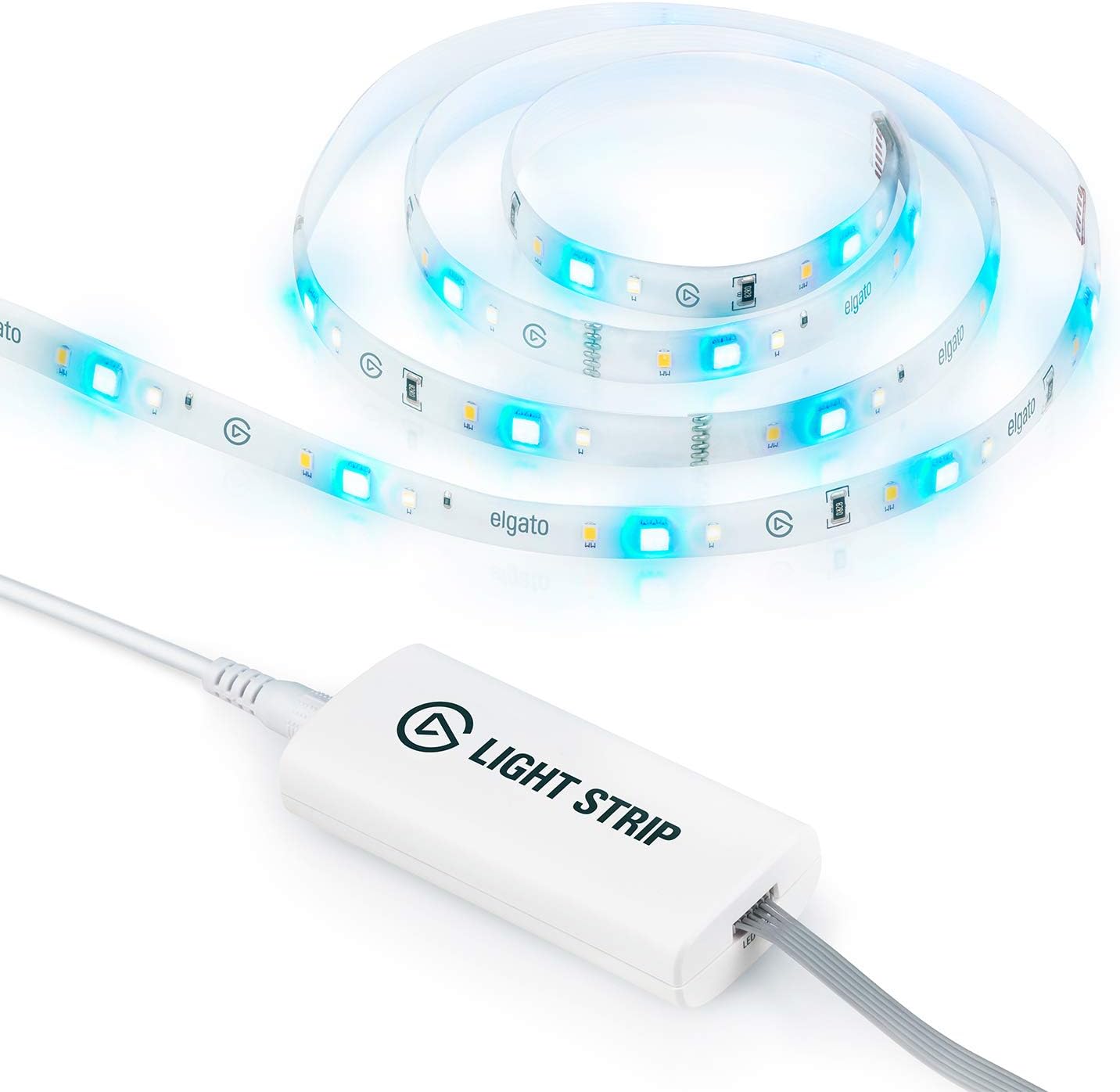 Elgato Light Strip Işık Şeridi, RGBWW Led, 16M Renk ve Sıcaklık Ayarlı Ekstra Beyaz Led, 2000 Lümen, Mobil&Windows&Mac Uygulamaları ve Stream Deck ile Kontrol Edilebilir 10LAA9901