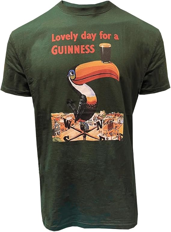 Guinness Lovely Day for a Toucan T-Shirt Bottle Green Tee, Large