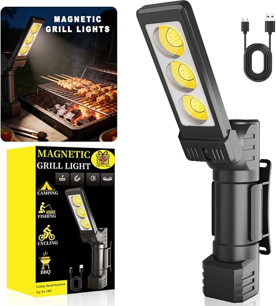 Grill Lights Gifts for Men - Cool Stocking Stuffers for Men, Unique Birthday Gifts for BBQ Lover, Magnetic Flashlight BBQ & Smoker Camping Kitchen Accessories, Practical Grilling Gift for Him (1-Pack)