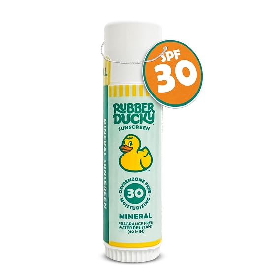 Rubber Ducky Mineral Face Sunscreen Stick - SPF 30 Zinc Oxide Sunscreen for Face & Reef Safe Travel Size Sunscreen Stick for Kids & Adults - Broad Spectrum, Water Resistant with Vitamin E - 0.6 Oz