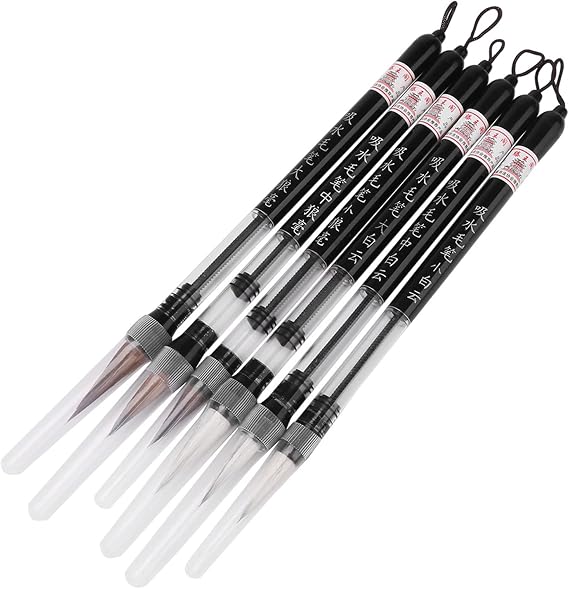 Hztyyier 6pcs Piston Fill Chinese Water Brush Pen Chinese Writting Calligraphy Brushes Pen Art Supply for Practicing Calligraphy