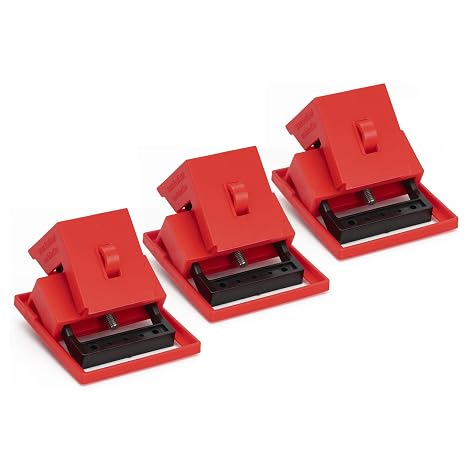 Circuit Breaker Lockout, 3 Pack, 480/600 Volt Large, Red Breaker Box Lock, 4012