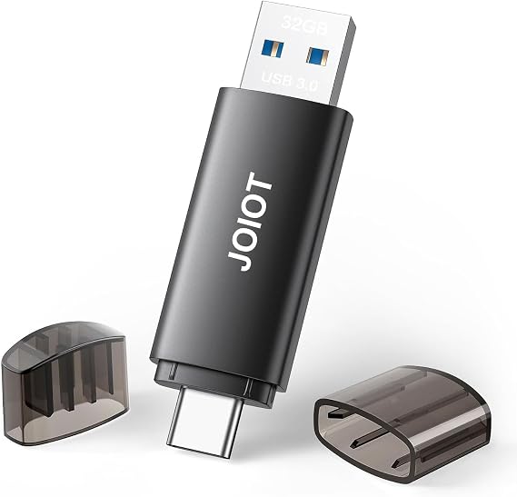 JOIOT USB Flash Drive 32GB Dual-Interface USB-A&USB-C 3.0 Memory Stick USB C Thumb Drive,Phone External Data Storage Compatible with Android,Phone and PC,Black