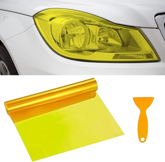Car Headlight Tint Film 30x120cm Smoke Vinyl Light Wrap Roll (Yellow)