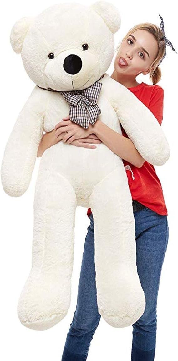 90 cm Plush Teddy Bear with Colorful Bow Ties - 100% LOCAL White