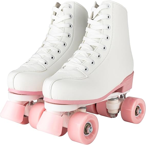 Comeon Women's High-top Roller Skates - PU Leather Indoor/Outdoor Four-Wheel Skates