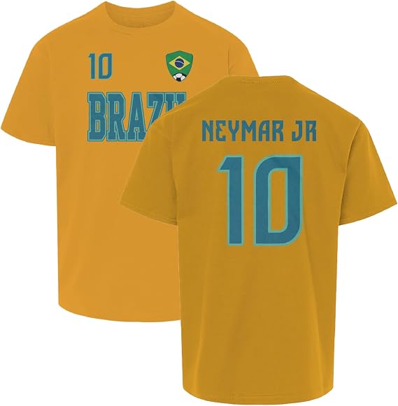 Brazil Neymar Jr 10 Soccer Inspired Jersey Style Youth Unisex T-Shirt