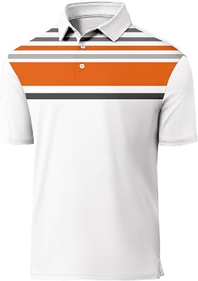 JACKETOWN Mens Polo Shirts Short Sleeve Print Dry Fit Performance Moisture Wicking Casual Collared Golf Shirts