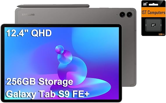 Samsung Galaxy Tab S9 FE+ Plus 12.4" Tablet, 8GB RAM, 128GB + 128GB SD Card | Touchscreen, 18-Hr Long Battery Life, S Pen, 8MP + 12MP Cameras, Lightweight Design, AI Tools, Android, SM-X610, NA Version