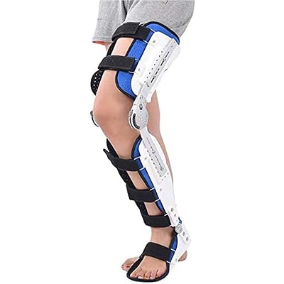 Knee Brace, Adjustable Full Leg Stabilizer Knee Orthosis Splint, Knee Brace Knee Ankle Foot Orthosis Brace Fixed for Women and Men,Blue-Left