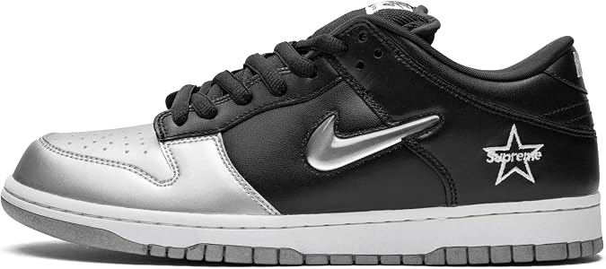 Nike Mens SB Dunk Low OG QS CK3480 001 Supreme - Jewel Swoosh Silver/Black - Size 8.5