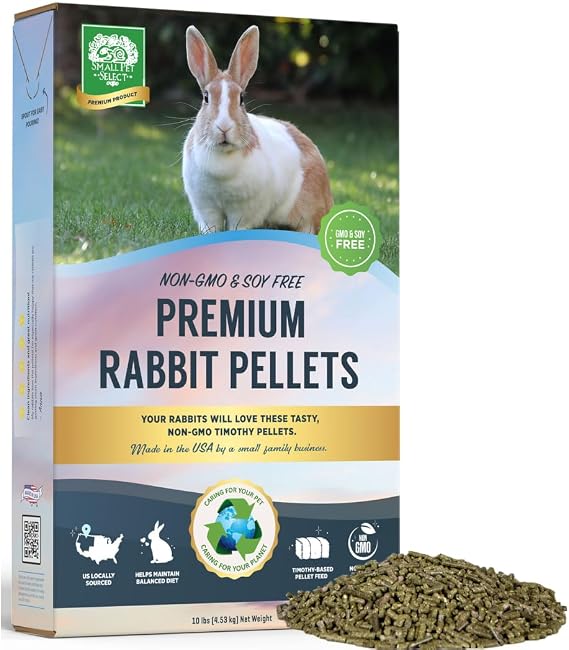 Small Pet Select Premium Rabbit Pellet Food, Non-GMO, Soy Free, 10 lb | Local Pacific Northwest Ingredients, Wholesome High Fiber Formula, Small Batch Made, For Rabbits & Bunnies
