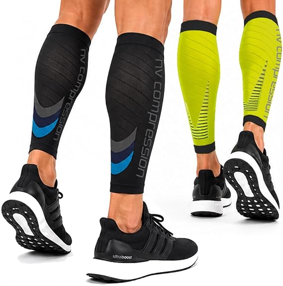 Race and Recover Compression Calf Sleeves - Black - Compression Sports Calf Sleeves - Black - for Running, Cycling, Triathlon, Gym